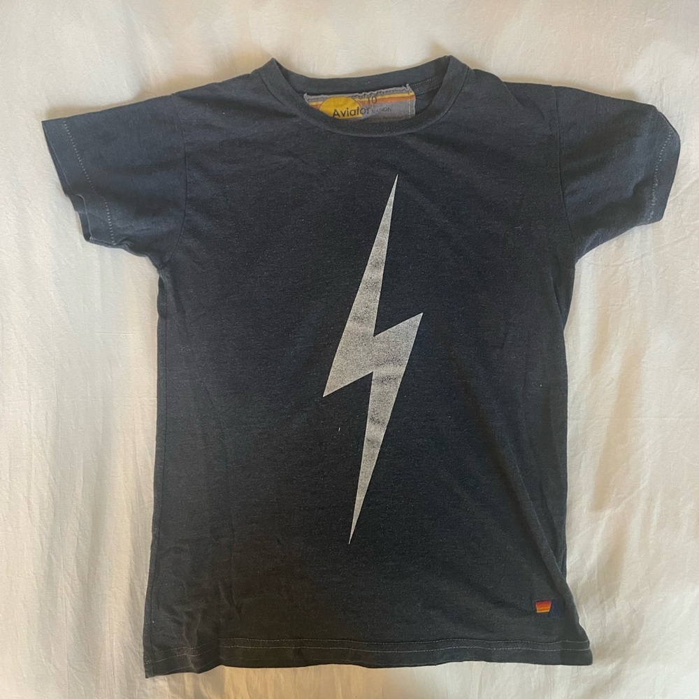 Aviator Nation Black Lightning Bolt Short Sleeve Tee